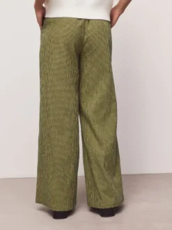 Vert/bleu marine - Pantalons Jambe large Vichy