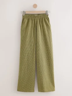 Vert/bleu marine - Pantalons Jambe large Vichy