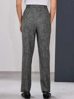 Vert/Gris - Pantalon slim à carreaux