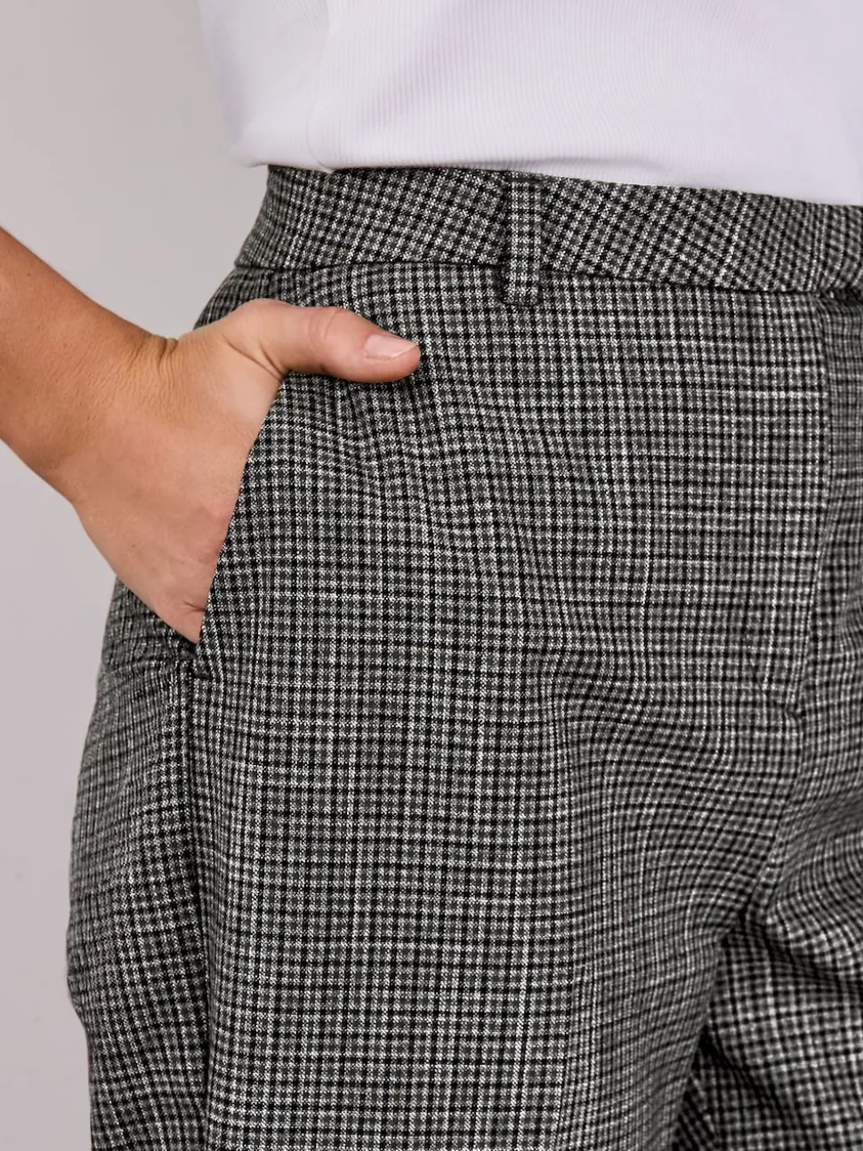 Vert/Gris - Pantalon slim à carreaux