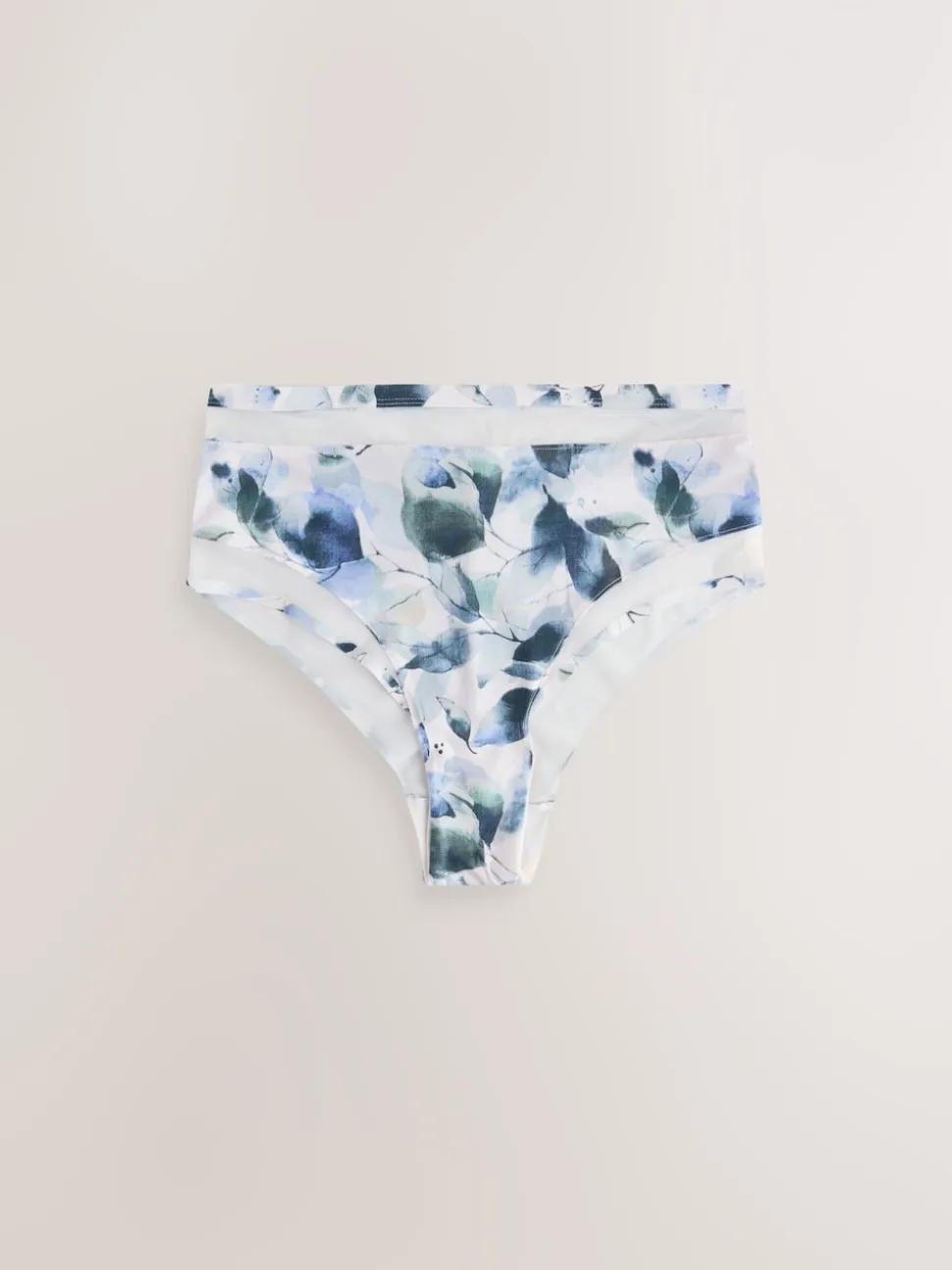 Vert/marine/bleu marine imprimé - Mesh Trim Taille haute High Leg Knickers 3 Lot