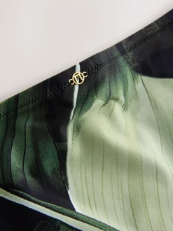 Vert/noir motif feuille - Bas de bikini