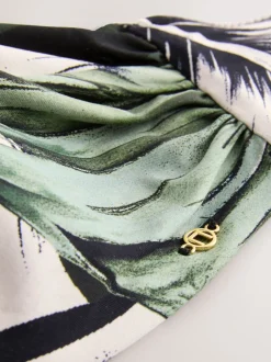 Vert/noir motif feuille - Haut de bikini bandeau rembourré à armatures torsadé