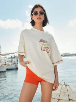 vert/rose - T-shirt de plage imprimé graphique