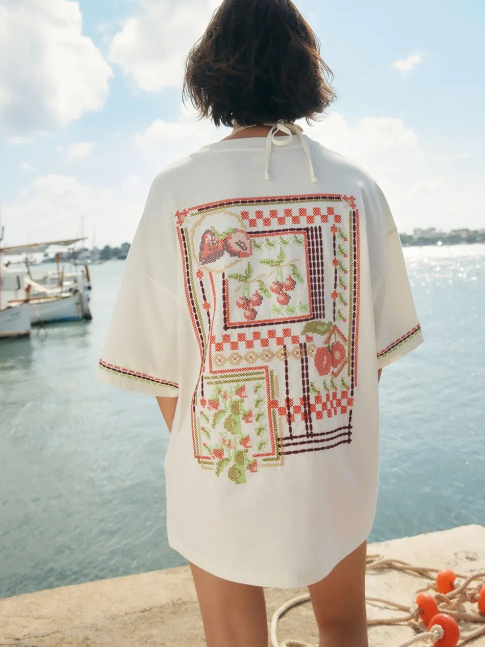 vert/rose - T-shirt de plage imprimé graphique