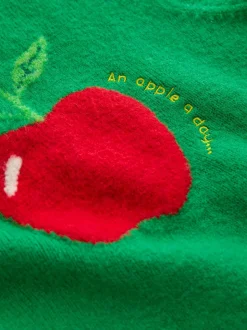 Vert/Rouge Apple graphique - Débardeur sans manches en maille avec laine