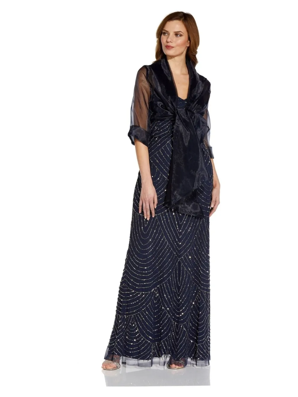 Veste cache-cœur Adrianna Papell en organza à manches courtes