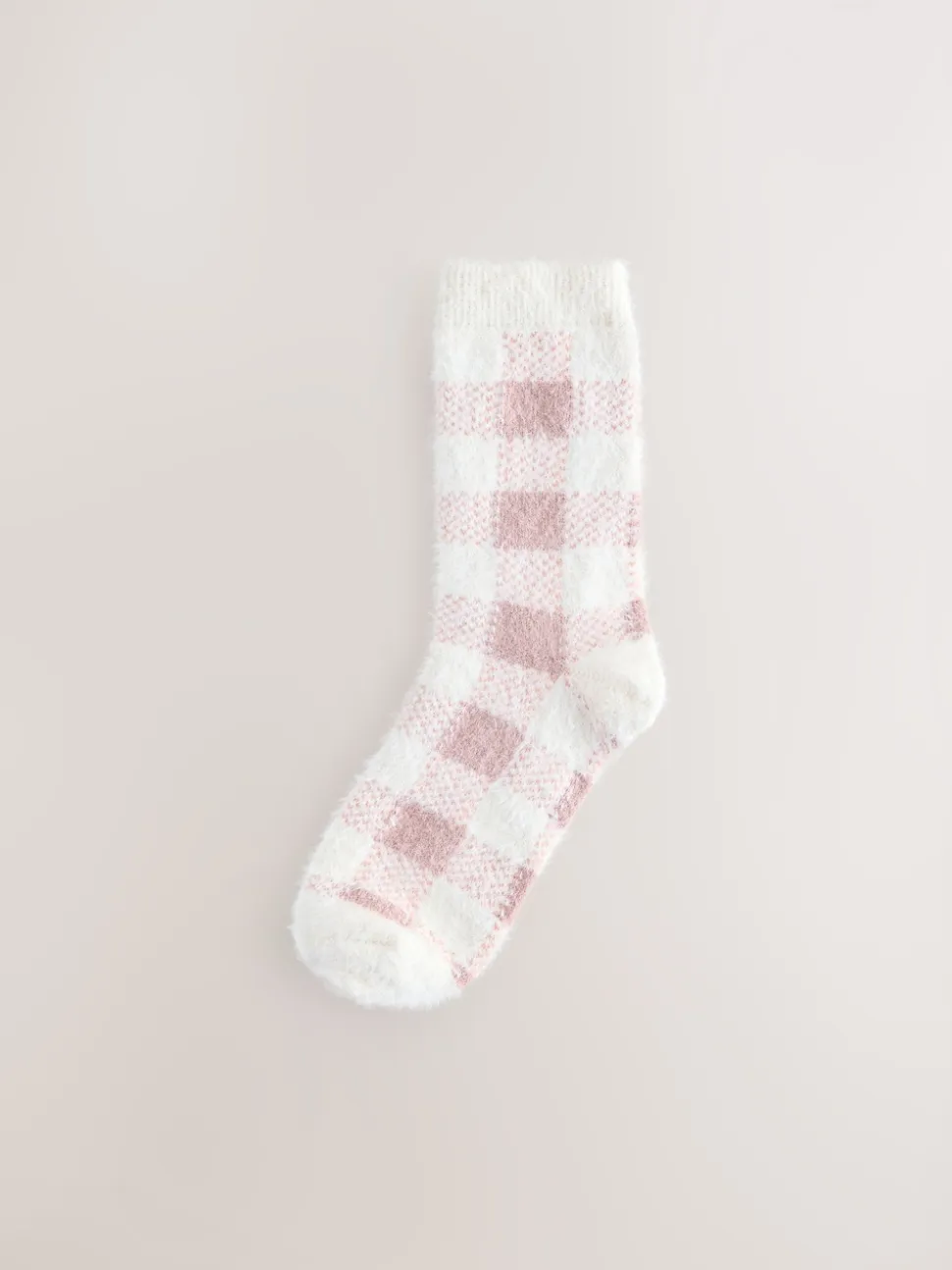 Vichy rose/nœud - Lot de 2 paires de chaussettes douillettes super poilues