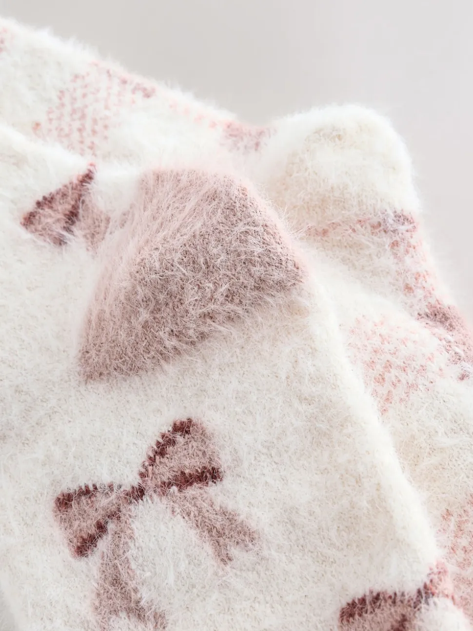 Vichy rose/nœud - Lot de 2 paires de chaussettes douillettes super poilues
