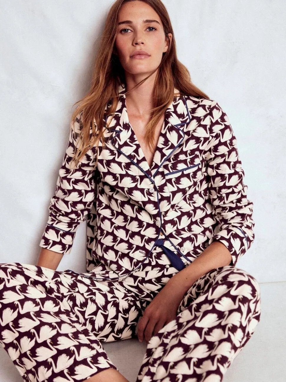 Violet - Chemise de pyjama Boden en coton brossé