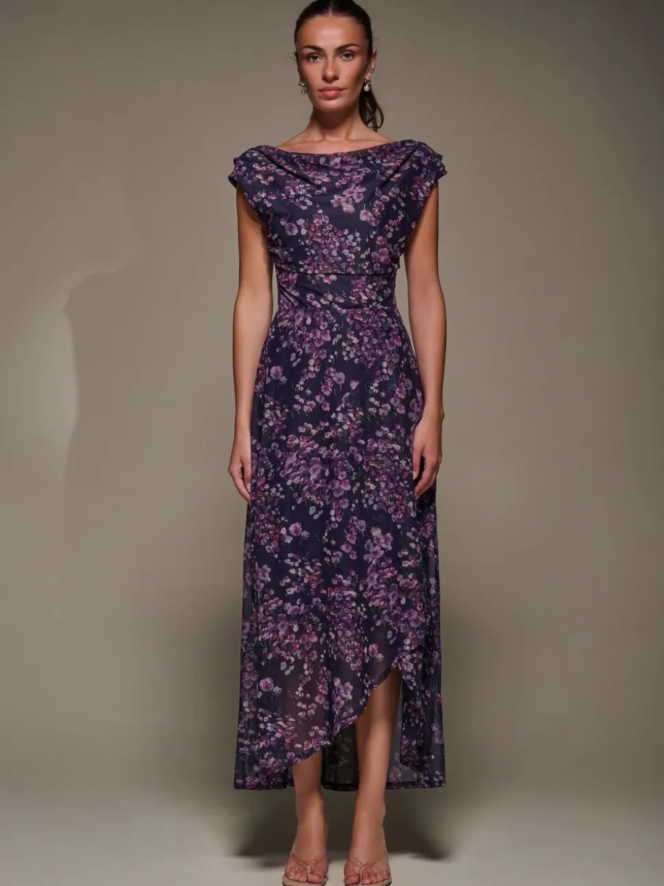 Violet - Jolie Moi Robe longue asymétrique en maille drapée