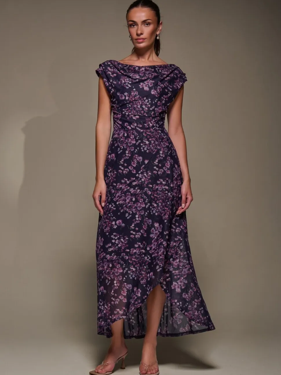 Violet - Jolie Moi Robe longue asymétrique en maille drapée