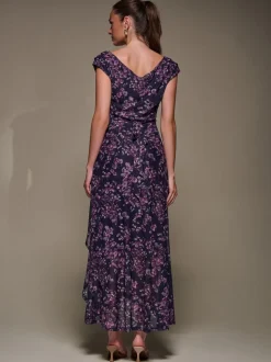 Violet - Jolie Moi Robe longue asymétrique en maille drapée