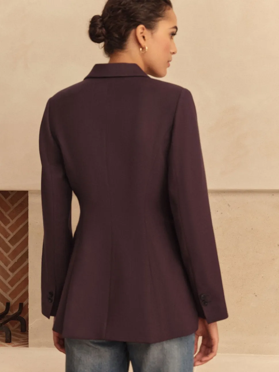Violet - N.Premium Blazer en sergé de laine Mélange