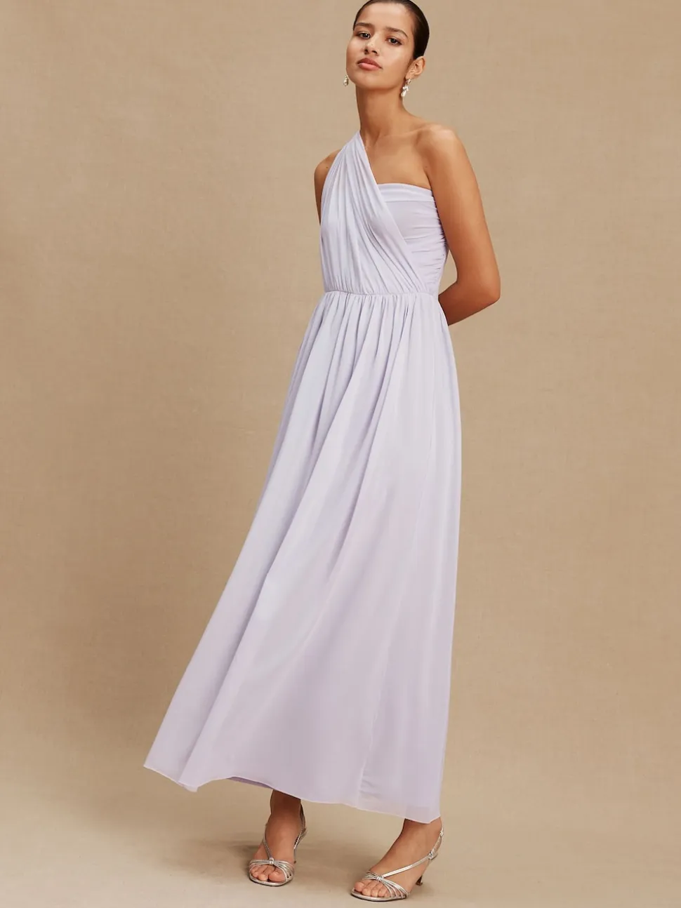 Violet lilas - Robe longue de demoiselle d’honneur multicolore en maille pour invitée de mariage