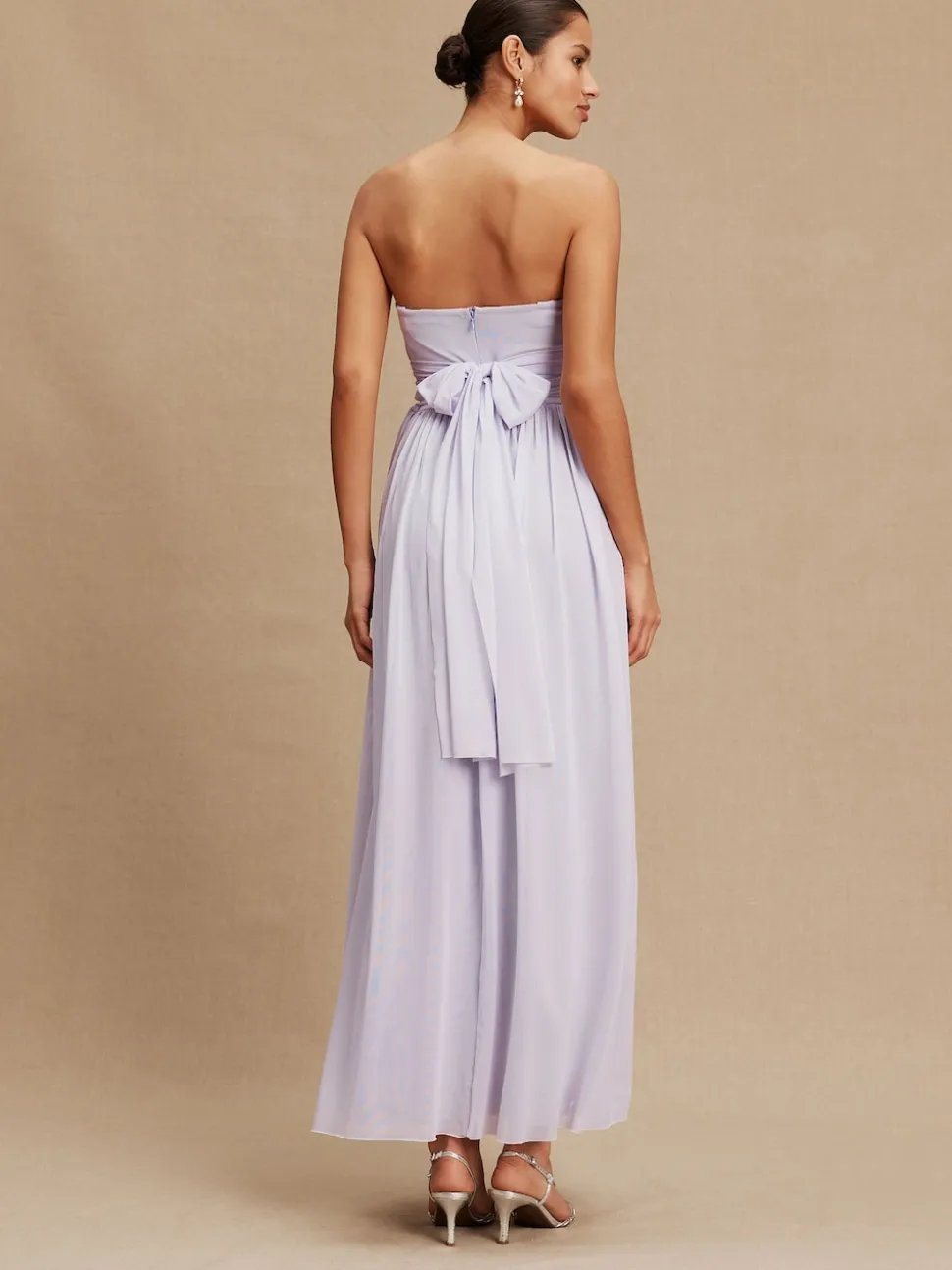 Violet lilas - Robe longue de demoiselle d’honneur multicolore en maille pour invitée de mariage