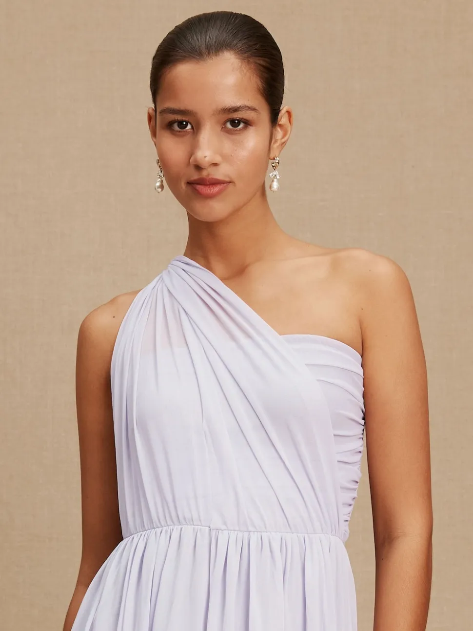 Violet lilas - Robe longue de demoiselle d’honneur multicolore en maille pour invitée de mariage