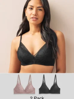 Violet Noir/mauve - Lot de soutiens-gorge-gorge 2 détails en dentelle Ultimate Comfort