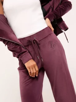 Violet prune - Pantalon de jogging Lipsy Ample décontracté en velours brodé