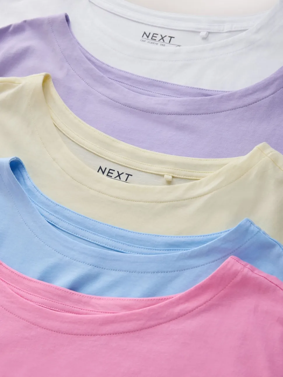 Violet/bleu/jaune beurré/rose/blanc - Lot de 5 T-shirts à mancherons