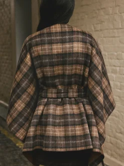 Vérification Brown - Poncho cape enveloppant sur le devant