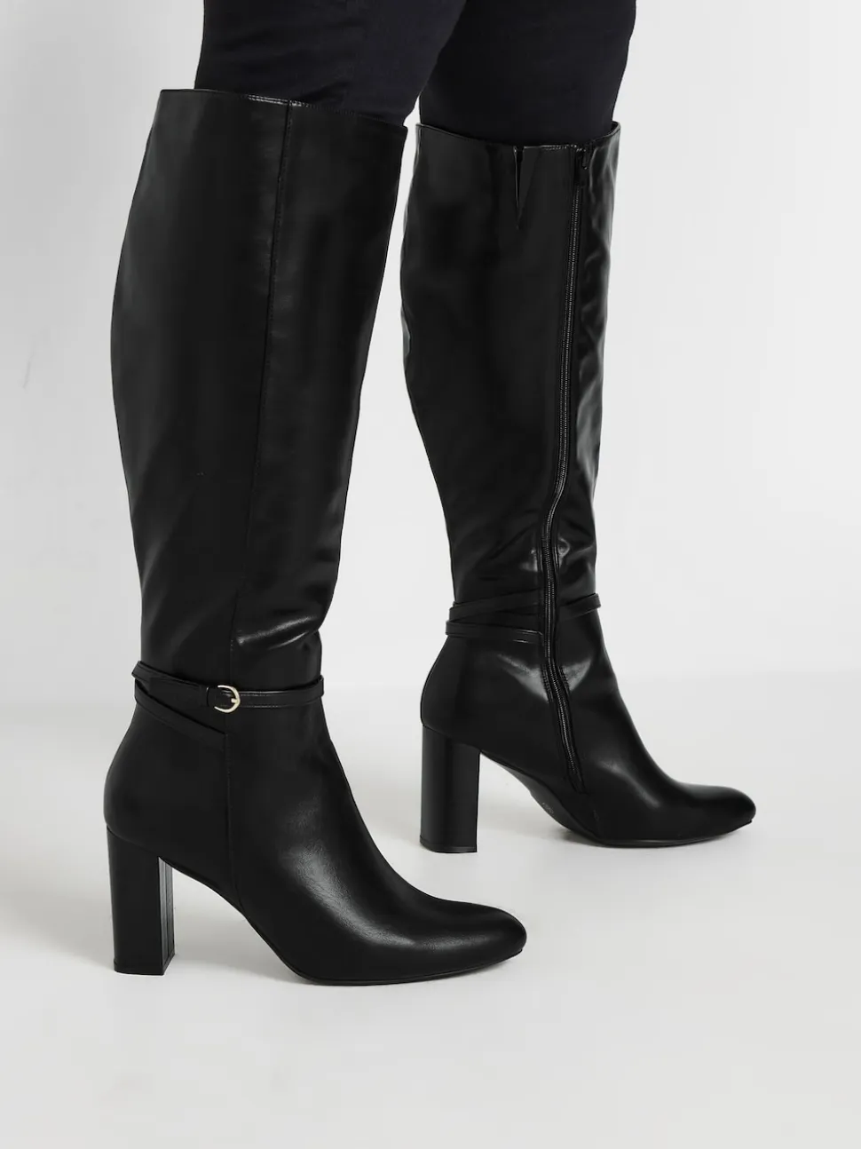 Yours Curve Bottes à genoux à talons Extra Coupe large