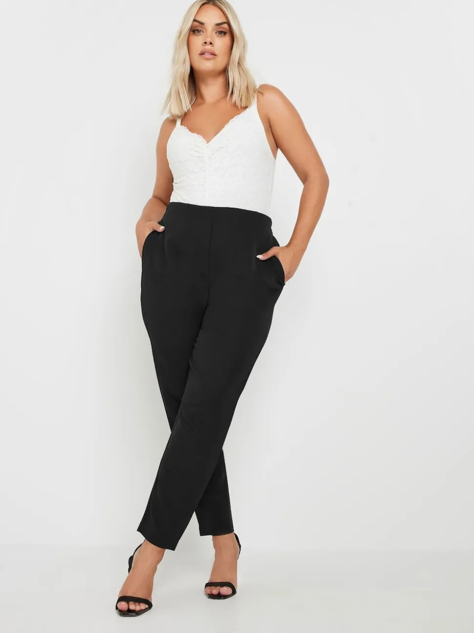 Yours Curve Pantalons de travail à taille décolletée