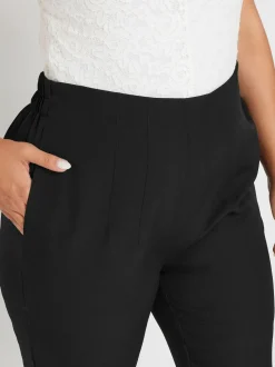 Yours Curve Pantalons de travail à taille décolletée