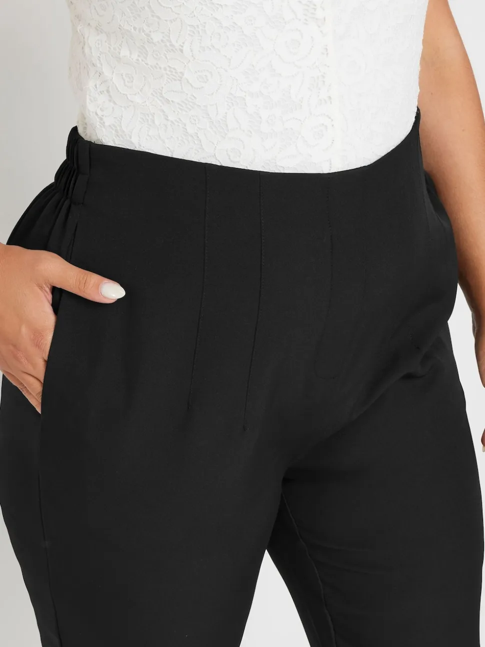 Yours Curve Pantalons de travail à taille décolletée
