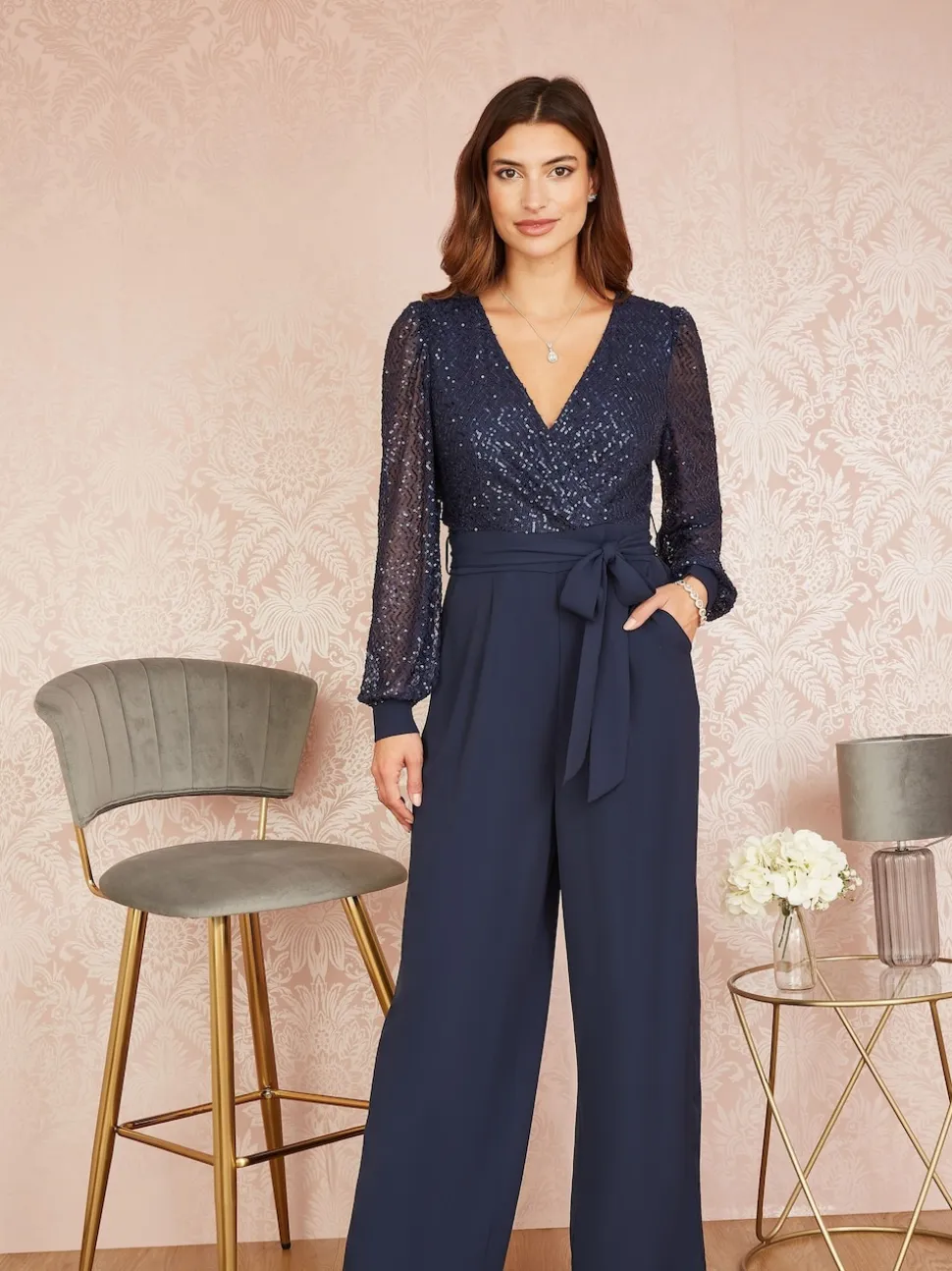 Yumi combinaison à sequins à manches longues