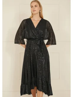 Yumi Sequin Kimono Mi-long Robe enveloppante